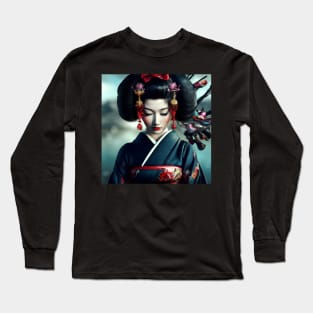 Japanese Geisha painting Long Sleeve T-Shirt